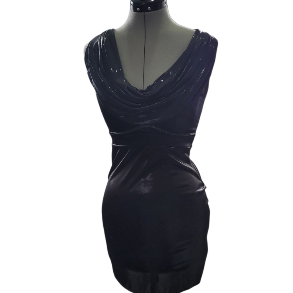 La ROK NWT Black Mini Dress (Wet Look) Size XS